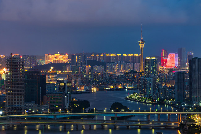 Foto: Pamje nate e Kullës së Makaos, 4 korrik 2021. /CFP