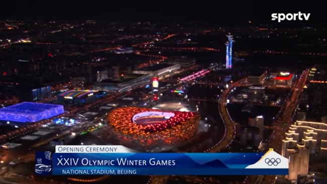 1. O canal SporTV do Grupo Globo transmitiu ao vivo a cerimônia de abertura das Olimpíadas de Inverno de Beijing